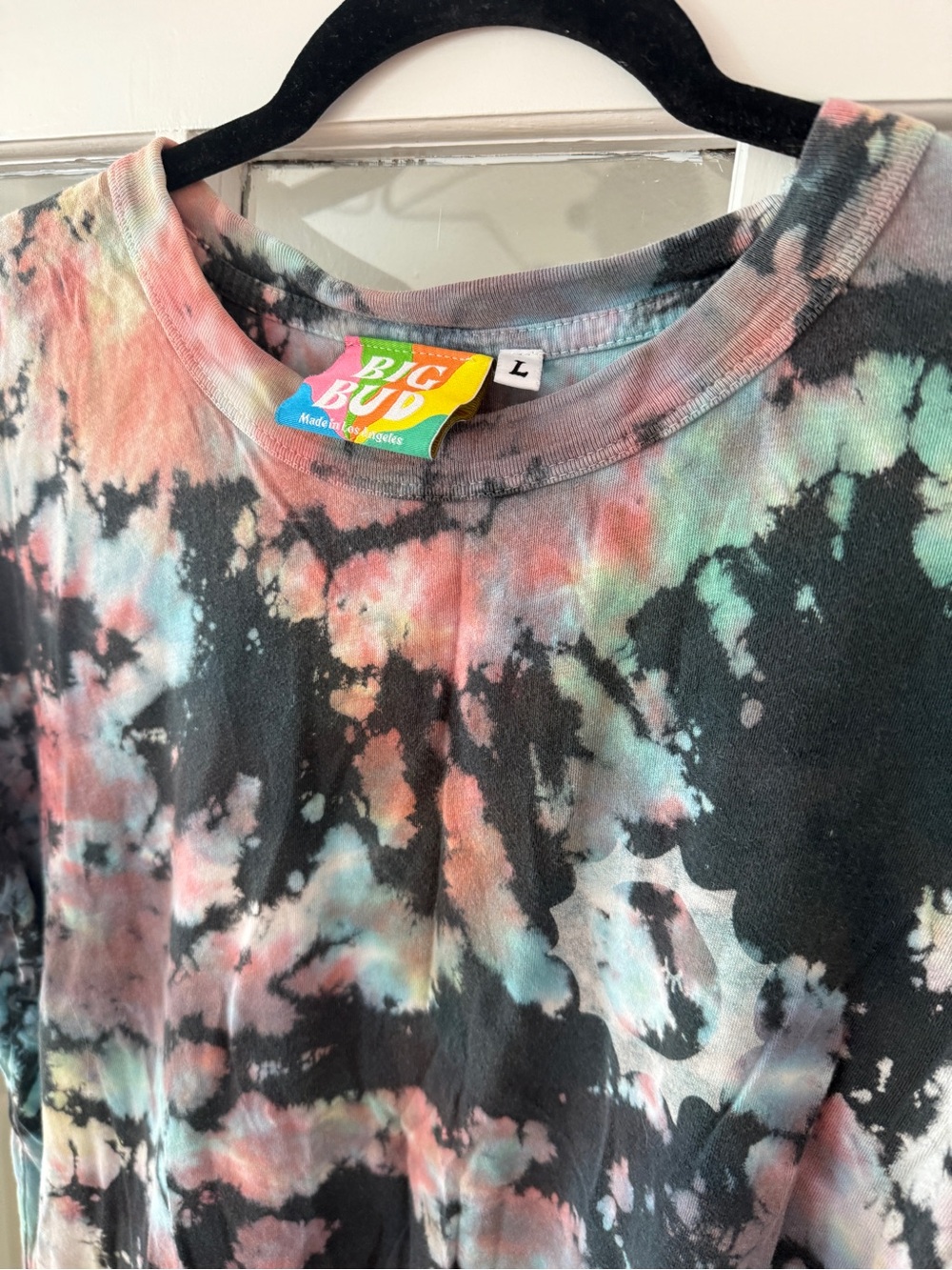 Big Bud Press Black Colorful Tie Dye Magic Waters Short Sleeve T-Shirt Tee - Picture 2 of 6